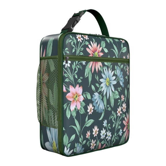 Retro Botanical Hawaiian Insulated Lunch Bag – Tropical Leaf Palm Leaf Hawaiian Floral Aloha Tropical Plant Jungle Leaves Colorful Exotic Beach Vacation Palm Inspired Floral Leafy Summer Vibrant Tote