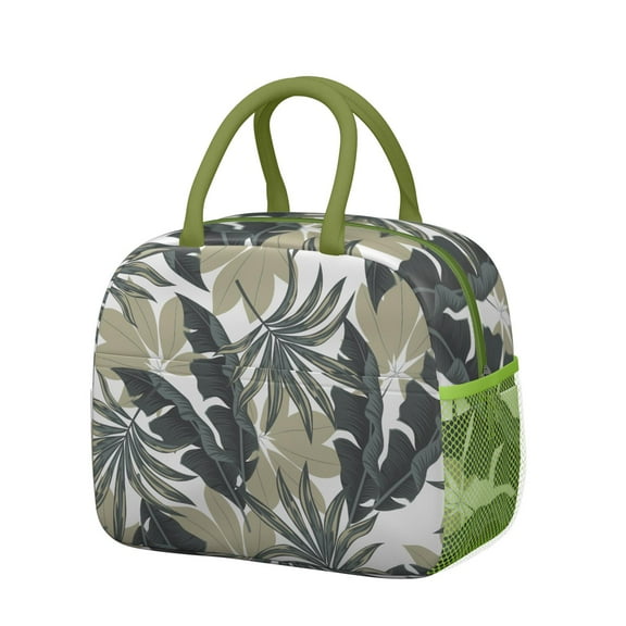 Retro Botanical Insulated Lunch Box - Waterproof & Stylish, Vibrant Leafy Design for Health-Conscious Meal Preppers