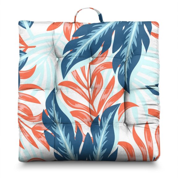 Retro Botanical Zabuton Pillow - Fluffy & Resilient Square Floor Seating for Adults