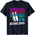 thumbnail image 1 of Retro Bowling Graphic T-Shirt Dark Blue with Colorful Hearts, 1 of 5