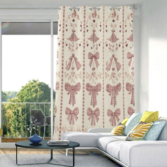 Retro Bows Blackout Curtains 84"x52" Thermal Insulated Curtain 1 Panel
