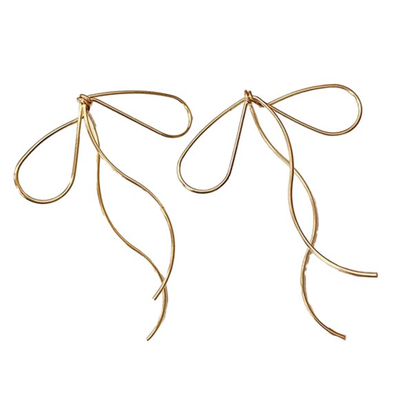 Retro Bows Ear Bowknot Pendant Dangle Earrings Jewelry Unisex Simple Line Metal Earwear Accessory Handmade Gift