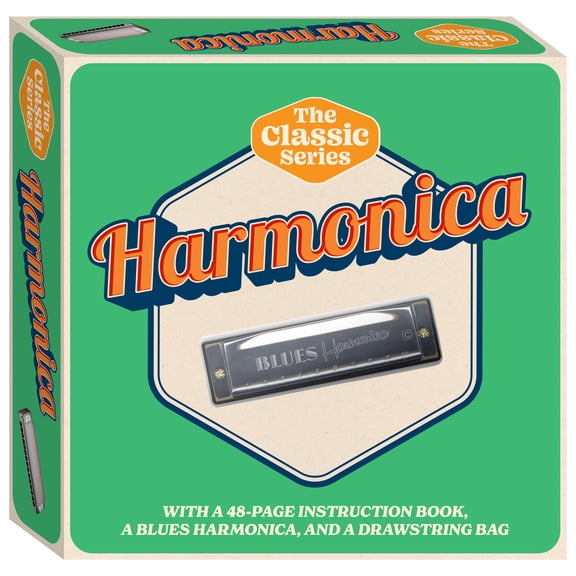 Hinkler: Retro Box - Learn Harmonica - Musical Kit, Instruction Book, Silver Blues Harmonica, Drawstring Bag, Beginners & Hobbyists, Kids-Teens-Adults