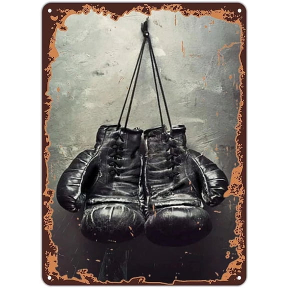 Retro Boxing Gloves Tin Sign, 8x12 Inch Poster for Man Cave, Bar, Music Club Room