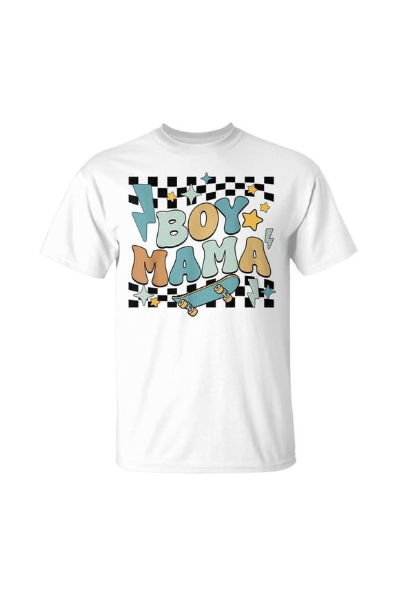 Retro Boy Mama 70S Checkered Mod Style Mom Of Boys Groovy TShirt