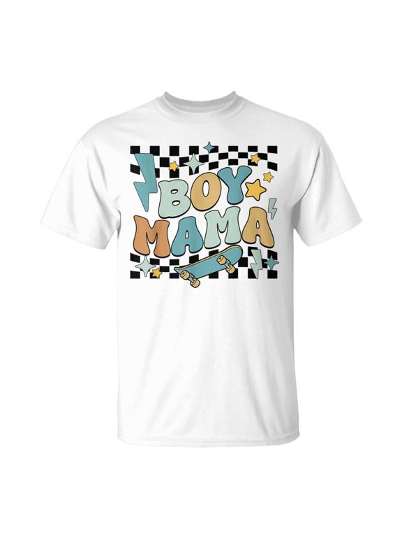 Retro Boy Mama 70S Checkered Mod Style Mom Of Boys Groovy TShirt