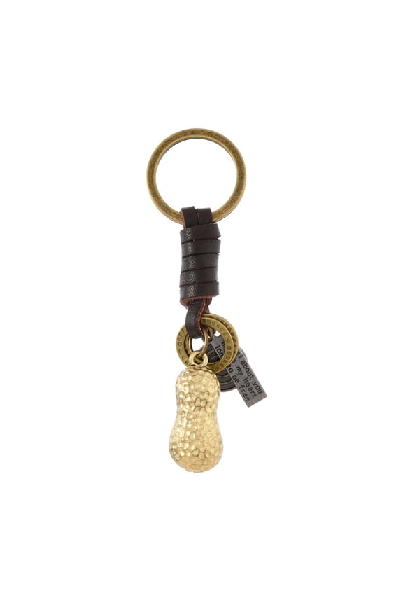 Retro Braided Leather Keyring Peanut Sturdy Metal Clip Portable Everyday Carry
