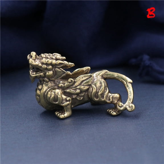 Retro Brass Chinese Ancient Beast Flying Pixiu Home Decor Ornaments Copper Animal Figurines Fengshui Statue