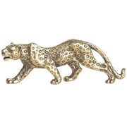Retro Brass Leopard Statue Home Desktop Paperweight Small Brass Animal Figurine