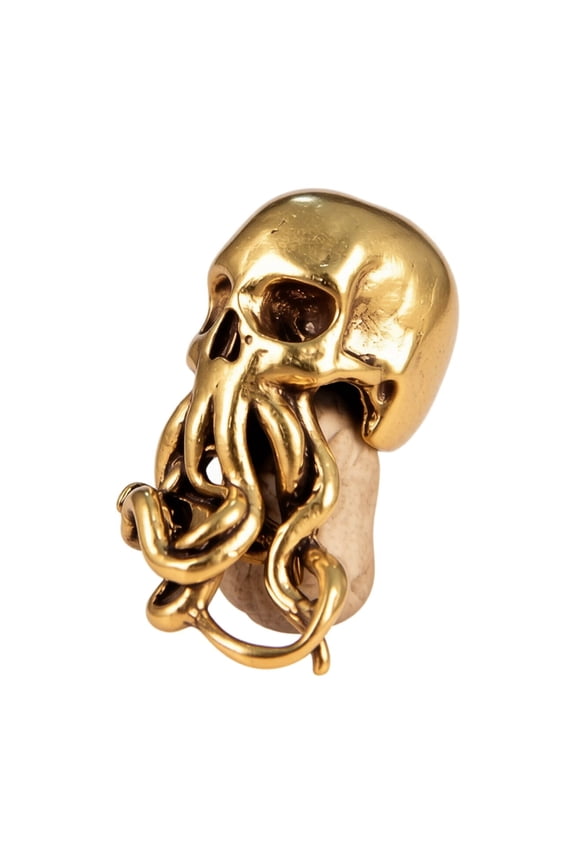 Retro Brass Skull Octopus EDC Beads Keychain DIY Paracord Beads