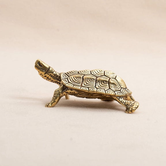 Retro Brass Tortoise Statue Desktop Ornaments Solid Copper Turtle Figurines (2pcs)