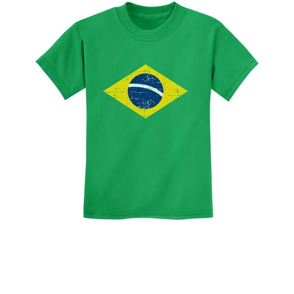 Retro Brazilian Flag TeeStars Kids T-Shirt - Vintage Brazil Themed Youth Tee - Vibrant National Pride Apparel for Children - Ideal Gift for Brazilian Heritage Celebrations