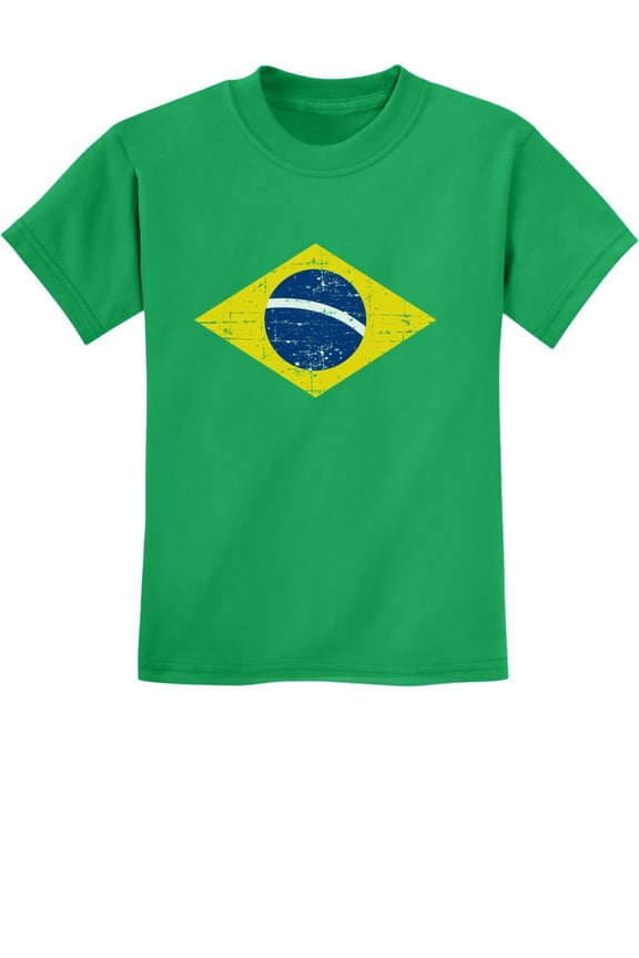 Retro Brazilian Flag TeeStars Kids T-Shirt - Vintage Brazil Themed Youth Tee - Vibrant National Pride Apparel for Children - Ideal Gift for Brazilian Heritage Celebrations