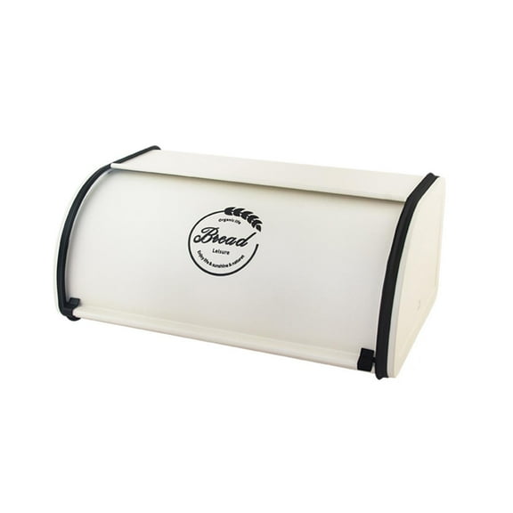 Retro Bread Box Iron Large Capacity Ornament Durable with Lid Dustproof Storage Container for Countertop Cabinet Pantry Office Farmhouse, White L