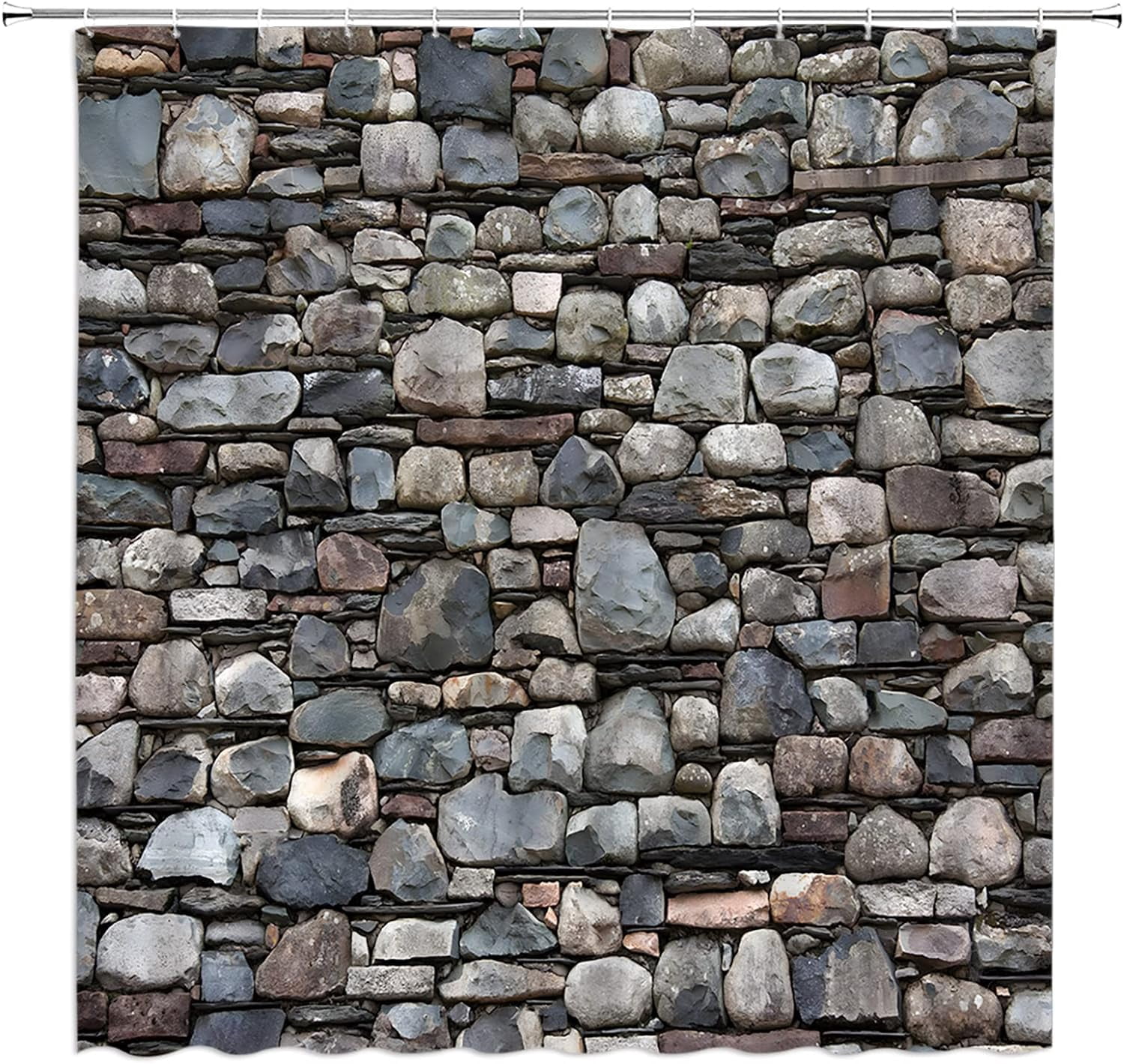 Brick Rcks Retro Brick Wall Shower Curtain Gray Vintage Stone Brick Rocks Rustic ...
