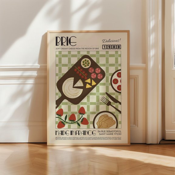 Retro Brie Cheese Kitchen Food Pop Dining Room Kitchen Wall Decor Unframed Paper Print