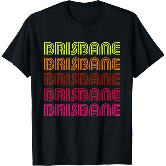 Retro Brisbane Australia Inline Font Disco Design Vintage T-Shirt men and women can wear, black, white, gifts