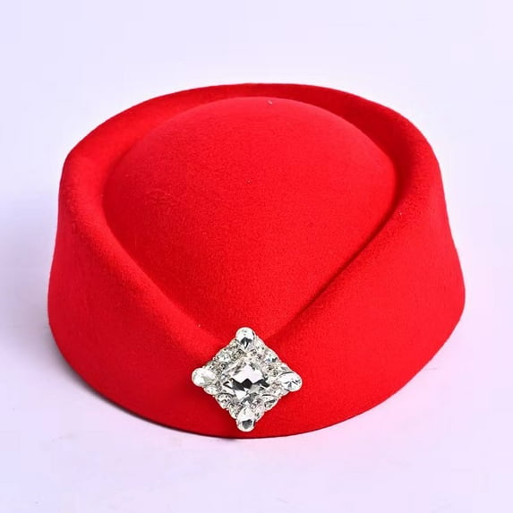 Retro British Felt Headscarf hat Women's Church Derby Headdress with Floral Women's Soft Beret