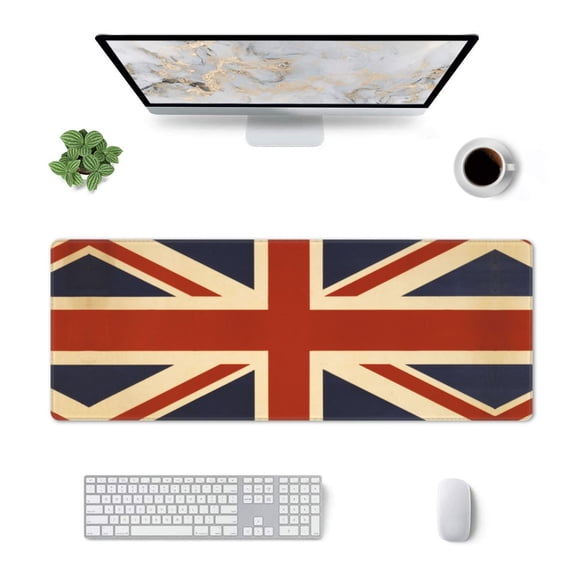Retro British Flag Large Non-Slip Rubber Base Mousepad Keyboard Mouse Mat Desk Pad With Stitched Edges 31.5x11.8inch\r\n