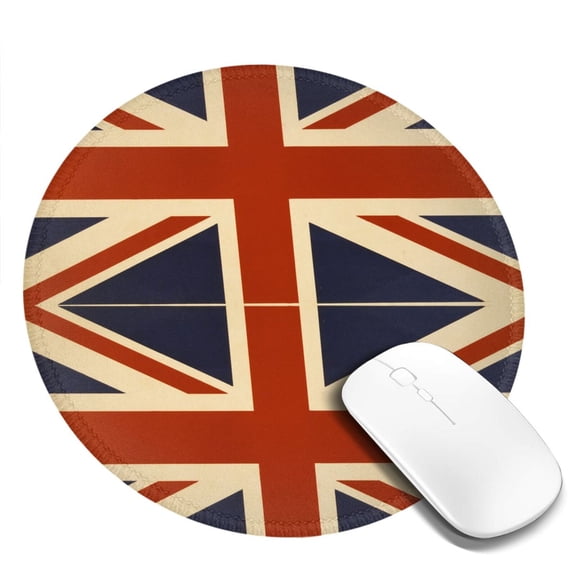 Retro British Flag Small Round MousePad for Wireless Computer Laptop, Office Desk Accessories 7.9 x 7.9 inch