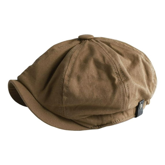 Retro British Style Mens Newsboy Hat Headwear Octagonal for Outdoor Brown M