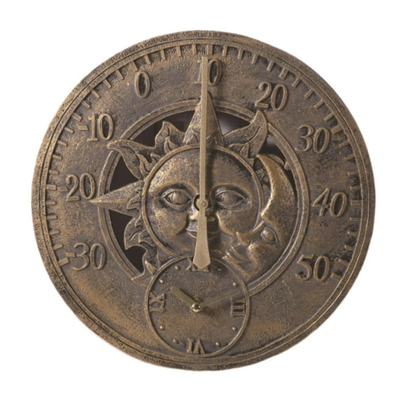 Retro Bronze Hanging Wall Clock Attached Indoor Or Outdoor Sun Bedroom Living Room Hotel Shops Cafe