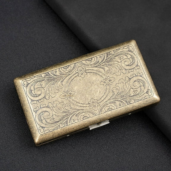 Retro Bronze Metal Cigarette Case Holder Box for King Size or 100's Cigarettes
