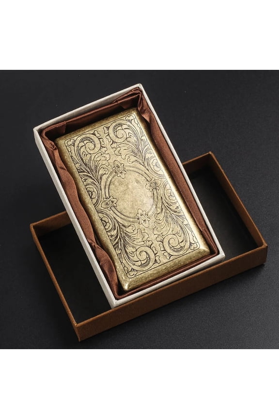 Retro Bronze Metal Cigarette Case King Size Vintage Style Pocket Tobacco Holder Box Collector Gift Accessory Classic Durable Metal Cigarette Storage Wallet
