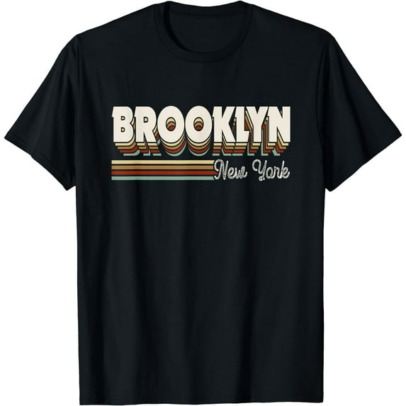 Retro Brooklyn New York Men Women Kids NYC Vintage NY T-Shirt Black Large