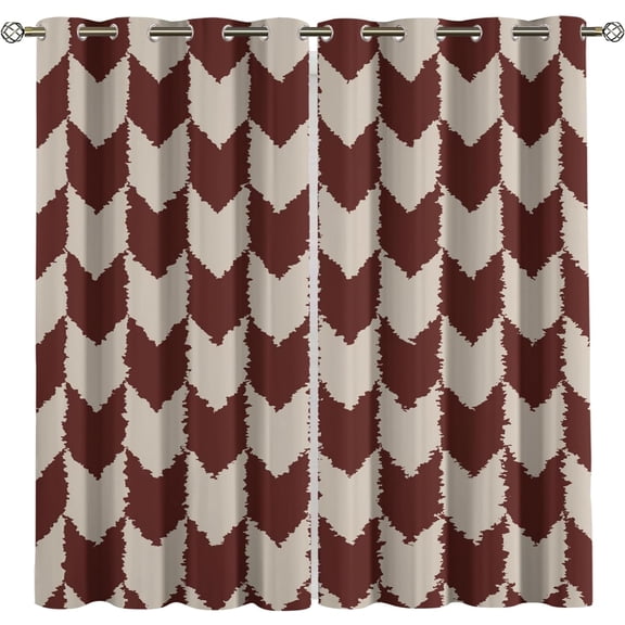 Retro Brown Arrow Blackout Curtains, Abstract Arrow Pattern Window Curtains for Bedroom Living Room Kitchen, Thermal Insulated Grommet Drapes 26"W x 45"L (2 Pack)