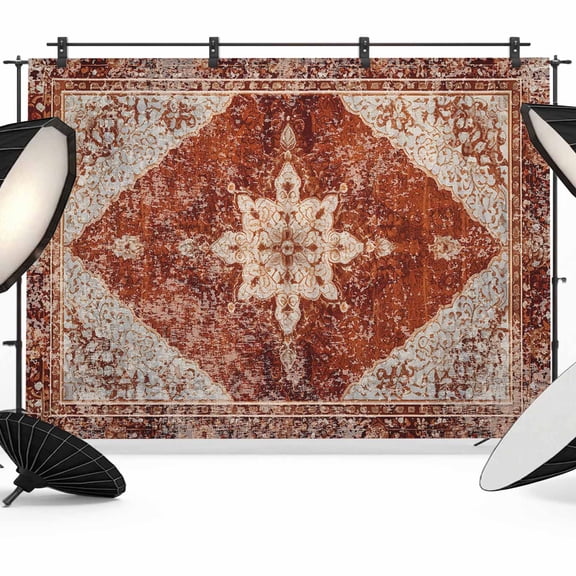 Retro Brown Backdrop for Photoshoot,Photography Photo Studio Background Wall Backdrop,Boho Western Modern Geometric Abstract Art Back Drop Banner Panel for Portraits Wedding Live Streaming 7x5Ft