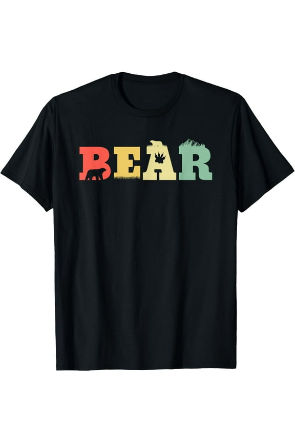 Retro Brown Bear - Vintage Grizzly Bear Nature Bears T-Shirt men and women can wear, black, white, gifts
