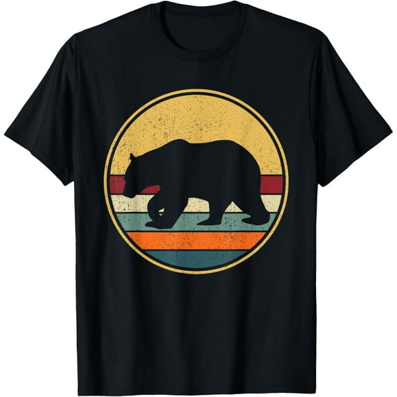 Retro Brown Bear - Vintage Grizzly Bear T-Shirt men and women can wear, black, white, gifts