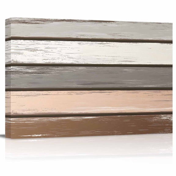 Retro Brown Beige Stripe Canvas Print Wall Art Peeling Paint Effect Texture Pictures Painting Morden Artwork for Living Room Bedroom, Ready to Hang - 12"x16"
