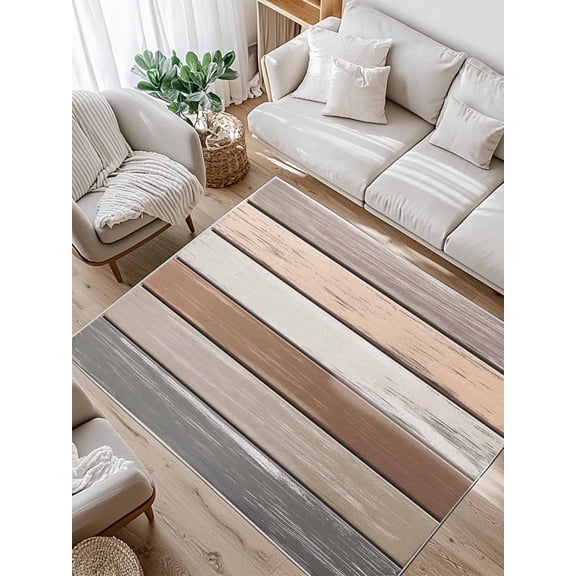 Retro Brown Beige Stripes Area Rug for Bedroom 2.7x5 Ft Peeling Paint Effect Texture Super Soft fuzzy Throw Rug Non-Slip Fluffy Plush Indoor Floor Carpet for Living Room Nursery Home Decor