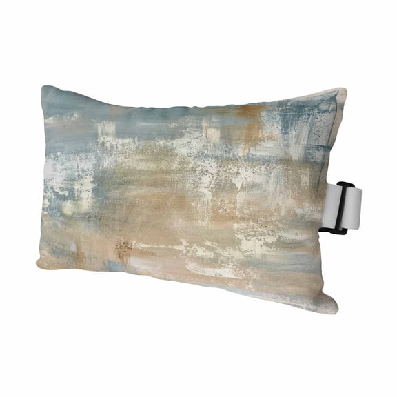Retro Brown Blue Texture Outdoor Pillow for Chaise Lounge Chair,Abstract Draw Brushstroke Pattern Waterproof Headrest Lumbar Pillows with Insert&Elastic Strap for Patio Pool Garden Chairs,1 Pack