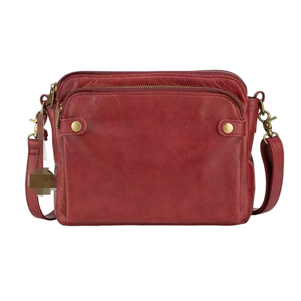 Retro Brown Crossbody Bag with Three Layers and Large Capacity for Man