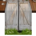 thumbnail image 1 of Retro Brown Door 72 Inch Table Runner, Rustic Vintage Garden Wooden Door Farmhouse Dresser Scarf Cotton & Linen Tablerunner for Dining/Kitchen Island/Holiday Party Décor 13" x 72", 1 of 9