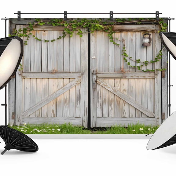 Retro Brown Door Backdrop for Photoshoot,Photography Photo Studio Background Wall Backdrop,Rustic Vintage Garden Wooden Door Back Drop Banner Panel for Portraits Wedding Party Live Streaming 8x6Ft
