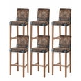 thumbnail image 1 of Retro Brown Door Bar Stool Covers Set of 6, Country Vintage Wooden Door Stretch Washable Bar Chair Covers with Backs, Removable Pub Counter Height Chair Cover for Kitchen Dining Room Cafe, 1 of 7