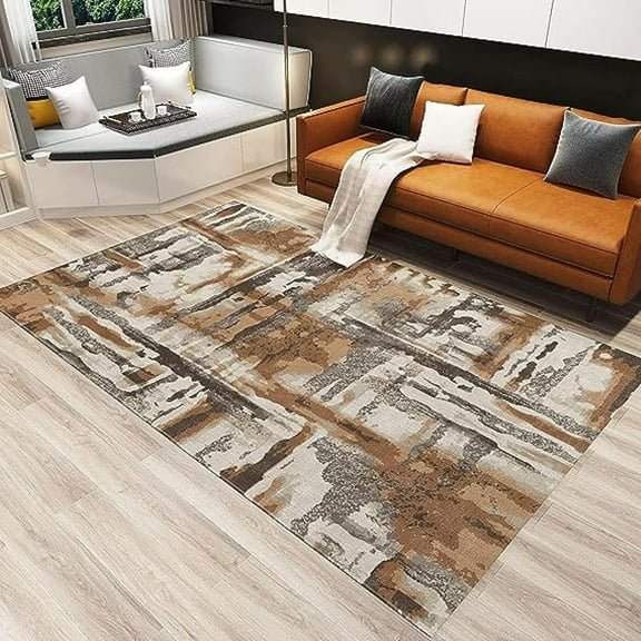 Retro Brown Gray Graffiti Area Rug Distressed Boho Moroccan Printed Rugs Indoor Non Slip Machine Washable Breathable Durable Carpet Front Entrance Floor Decor 3x4 Small Non-slip Soft