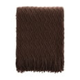 thumbnail image 1 of Retro Brown Knit Throw Blanket With Tassels, Solid Color Soft Blanket Home Decorcation For Bedroom Sofa And Car, 1 of 5