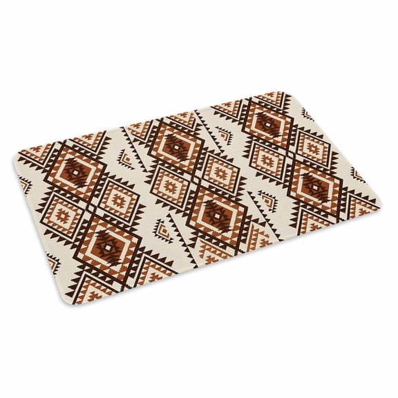 Retro Brown Rectangle Doormat Tribal Classic Geometric Abstract Non Slip Low Profile Rubber Door Mat Washable Absorbent Indoor Front Door Mat Entryway Rug Entrance Carpet 16x24 Inch