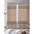 thumbnail image 1 of Retro Brown Sheer Curtains 96 inches Long 2 Panels Set Beckground Dark Green Stripes Tiers Sheers Rod Pocket Small Window Short Curtains for Kitchen Cafe, Each 52" W x 96" L, 1 of 7