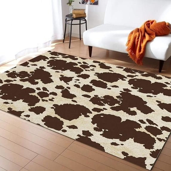 Retro Brown Spots Area Rug, Cute Beige Cow Animal Print Large Rugs, Machine Washable Breathable Durable Carpet For Room Sofa Living Room Mat Bedroom Home Decor Floor Mats 1x2ft