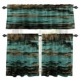 thumbnail image 1 of Retro Brown Teal Wood Kitchen Curtains Valances and Tiers Set of 3 Vintage Wood Stripe Texture Modernism Tier Curtains and Valance with Rod Pocket for Small Windows, 27.5"x36", 1 of 9