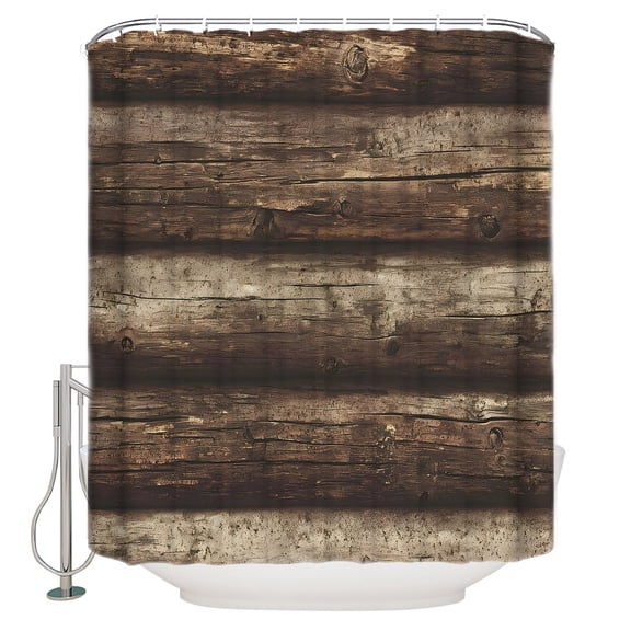 Retro Brown Wood Bathroom Shower Curtains with 12 Hooks Polyester Waterproof Shower Curtain for Stalls and Bathtubs Farmhouse Distressed Wooden Plank Decorative Bathroom Privacy Curtain 36x72 Inches