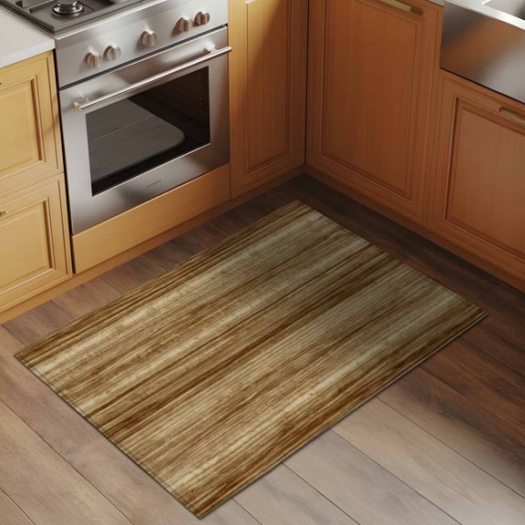 Retro Brown Wood Grain 2x3 Rug for Entryway Front Door Kitchen Sink Area, Country Rustic Stripe Plank Texture Low Pile Washable Non Slip Rectangle Area Rug