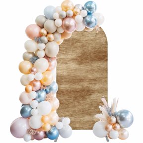 Retro Brown Wood Grain Arch Backdrop Cover 4 FT Rustic Board Texture Country Style Stretchy Elastic Arch Stand Covers Spandex Arched Background Birthday Wedding Party Decoration (No Stand)