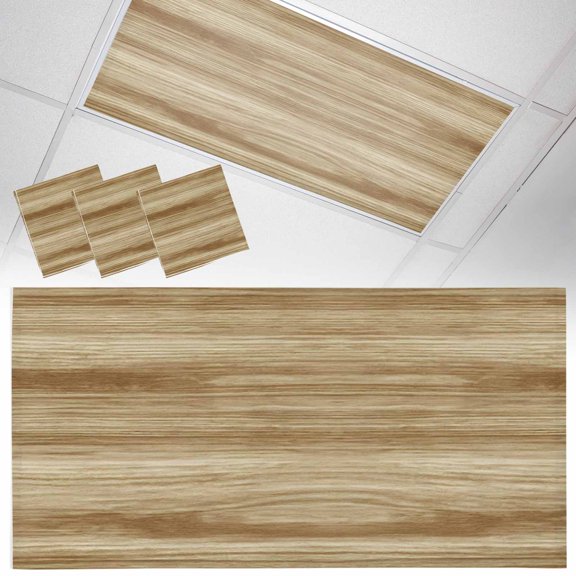 Retro Brown Wood Grain Fluorescent Light Covers Country Rustic Plank Stripe Texture Magnetic Light Filters Ceiling Lighting Panel Shade for Classroom Office Home 2 x 4 ft, 3 Pack